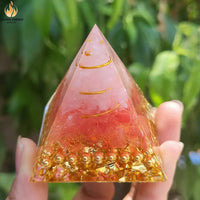 Blush Flame Rose Quartz Pyramid Obelisk – 6cm