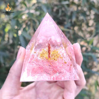Blush Flame Rose Quartz Pyramid Obelisk – 6cm