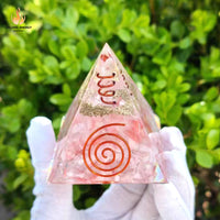 Blush Flame Rose Quartz Pyramid Obelisk – 6cm