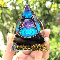 Sapphire Blue Crystal Pyramid Obelisk - 6cm