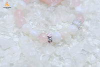 Rose Quartz &amp; Clear Crystal Bracelet with Sterling Silver Cat Paw Charm｜Unconditional Love · Purified Intentions · Playful Protection