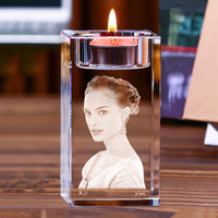 Custom Handmade Crystal Internal Carving Feng Shui Candlestick